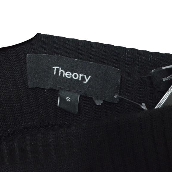 Theory Size S Mix‎ Media Long Sleeve Rib Sweater Dress Black Modest Professional - Picture 9 of 12